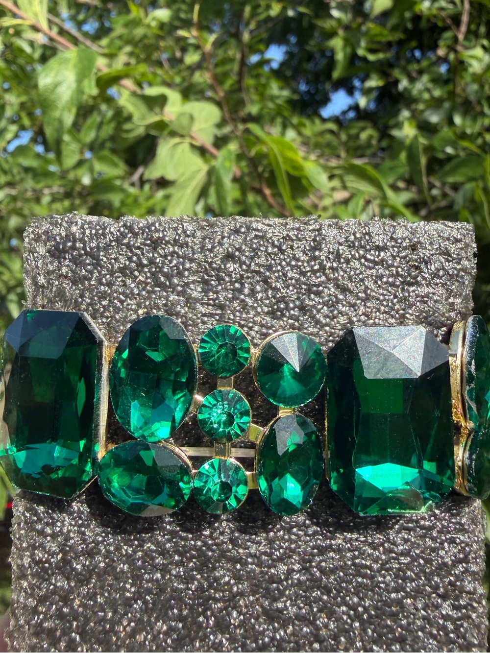 Emerald Rhinestone Faceted Stretch Bracelet - Women Jewelry